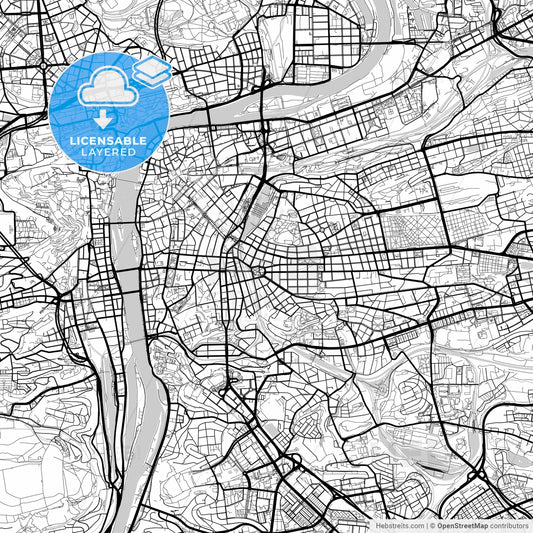 Layered PDF map of Prague, Prague, Czechia