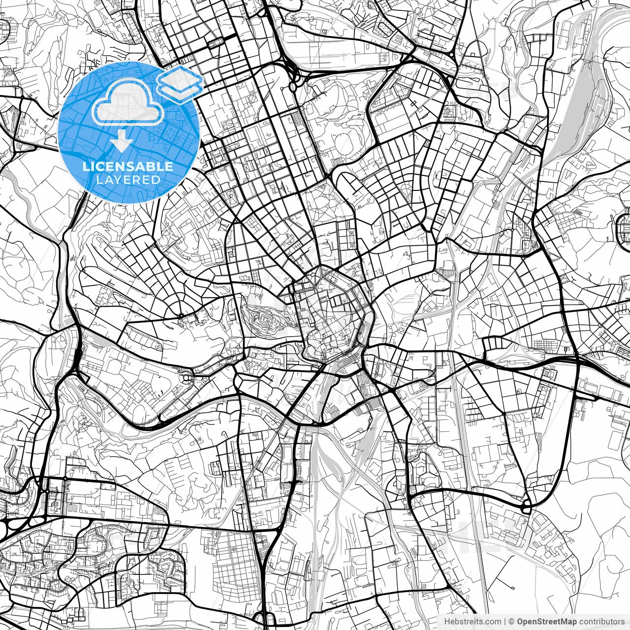 Layered PDF map of Brno, Czechia