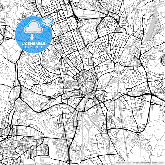 Layered PDF map of Brno, Czechia