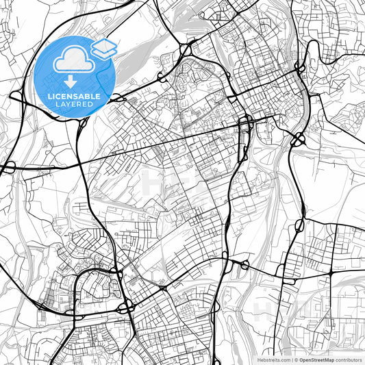 Layered PDF map of Ostrava, Czechia