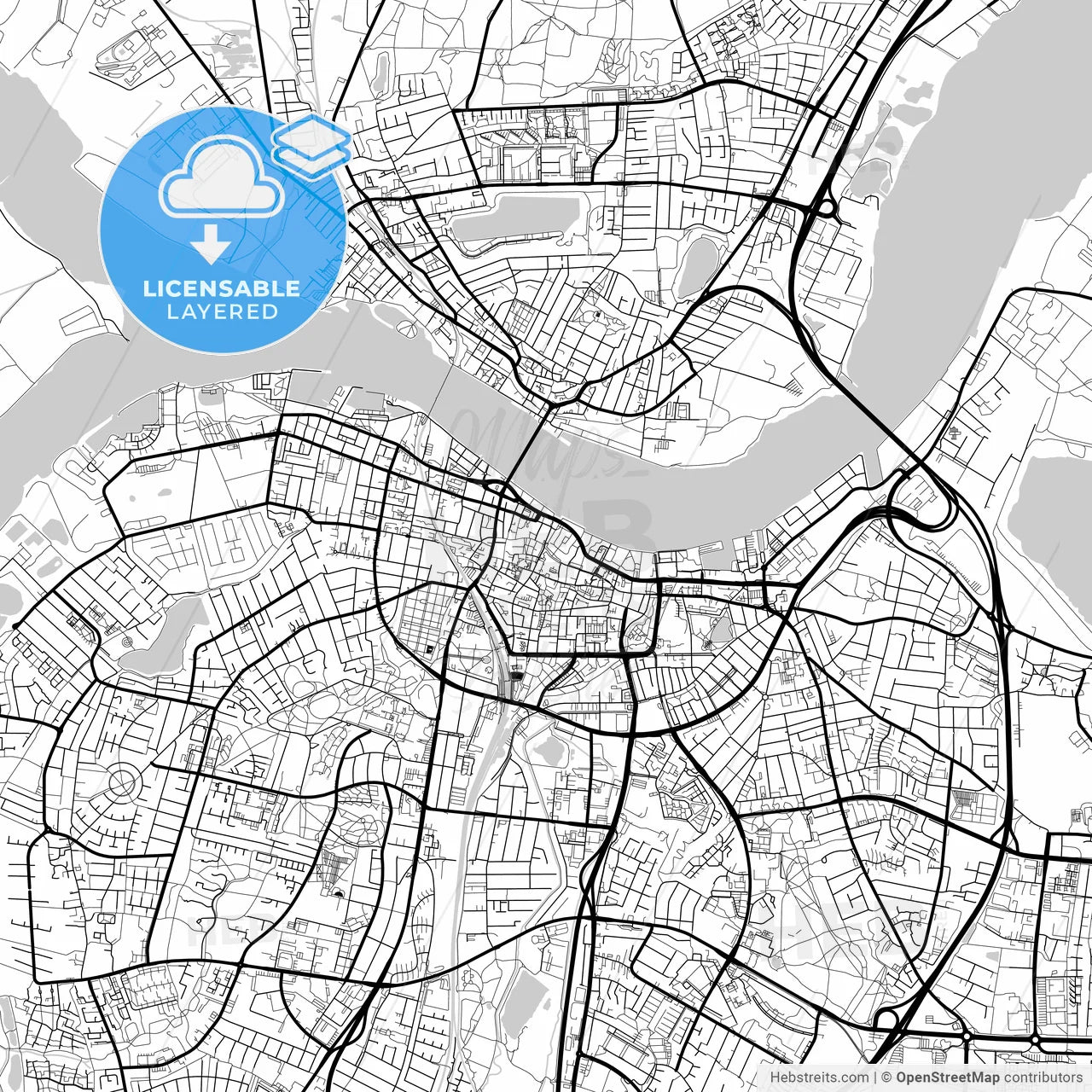 Layered PDF map of Aalborg Municipality, Denmark