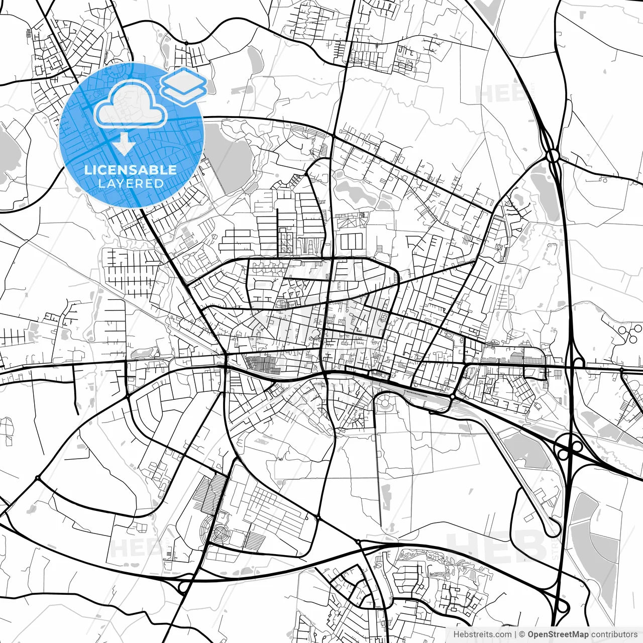 Layered PDF map of Herning Municipality, Denmark