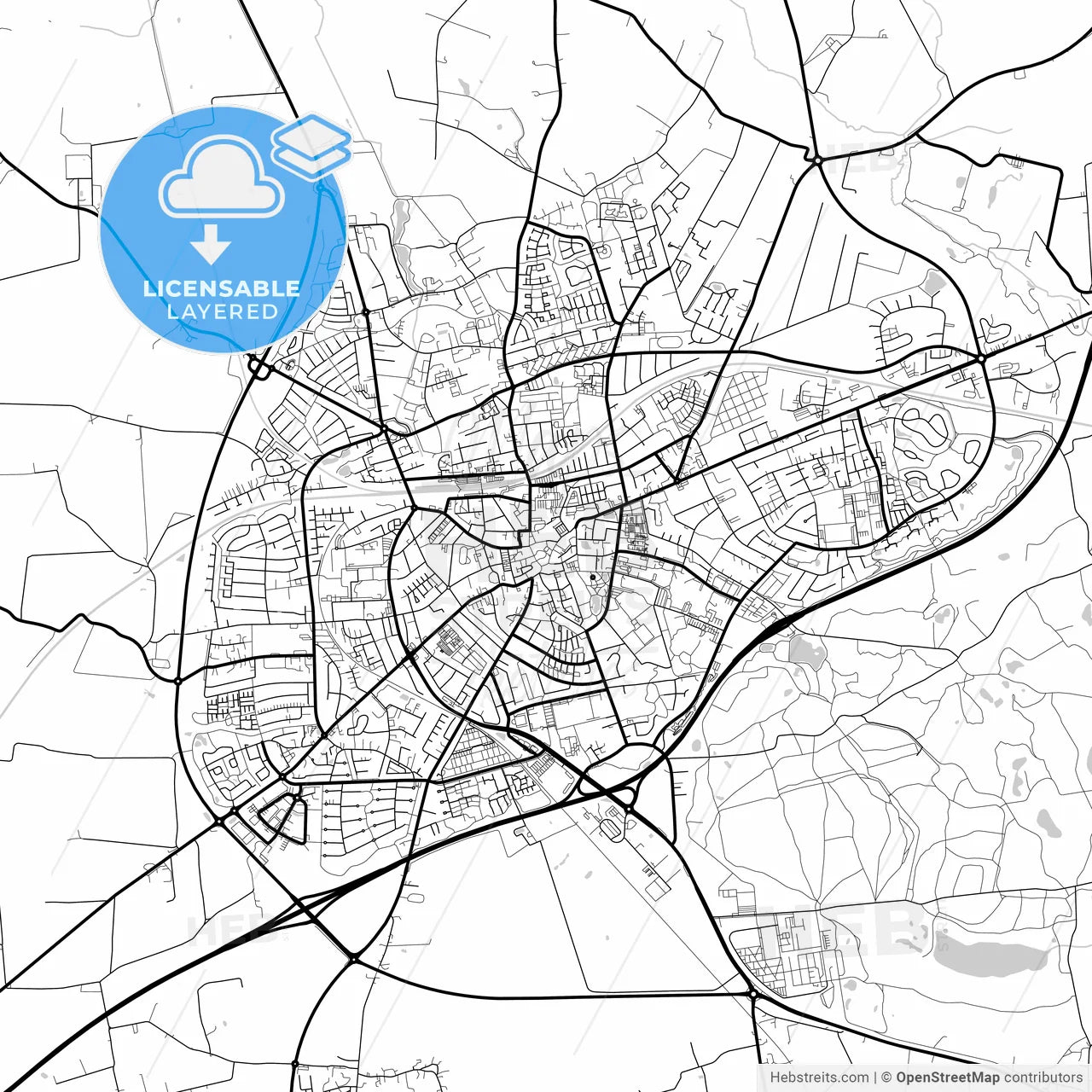 Layered PDF map of Slagelse Municipality, Denmark