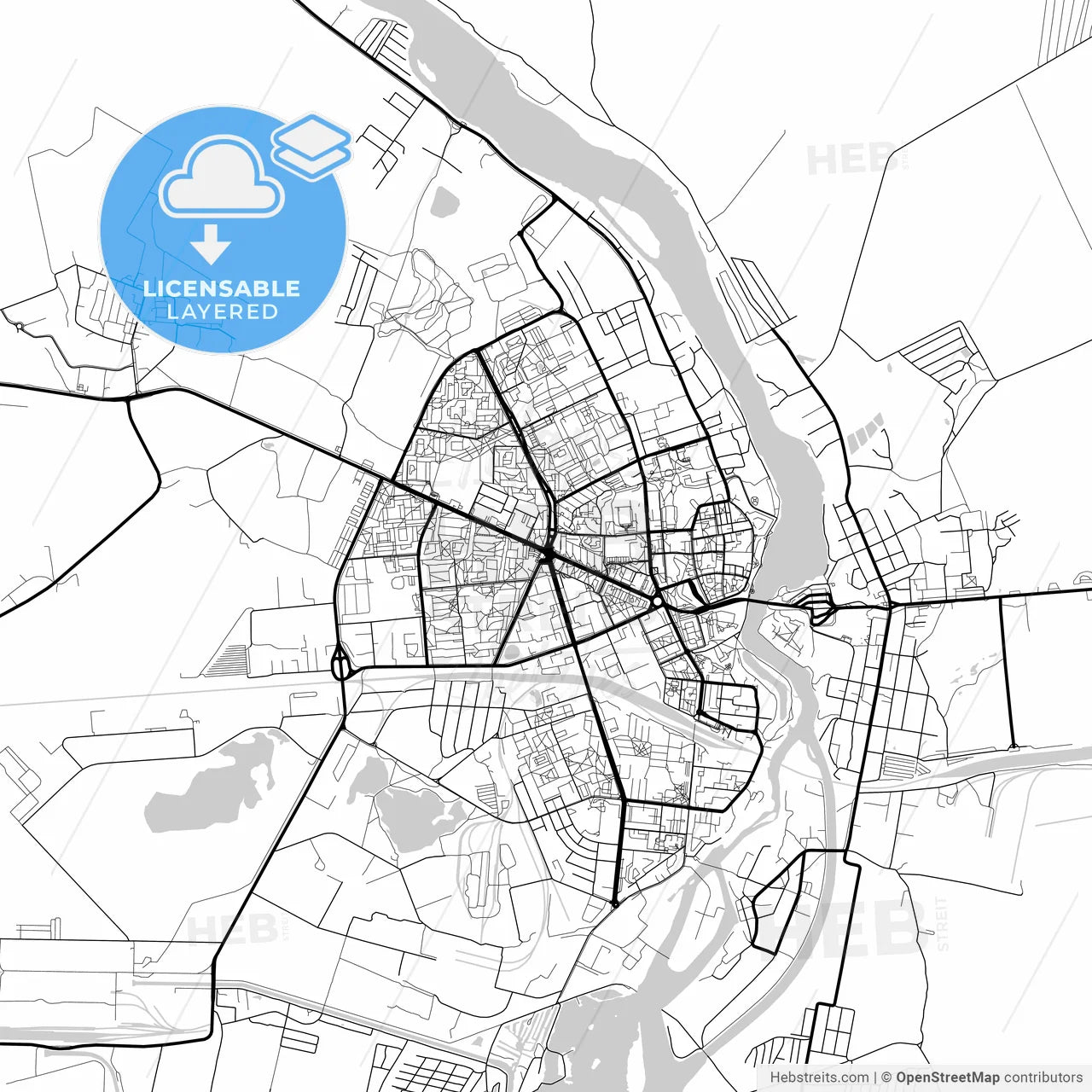Layered PDF map of Narva, Ida-Viru, Estonia