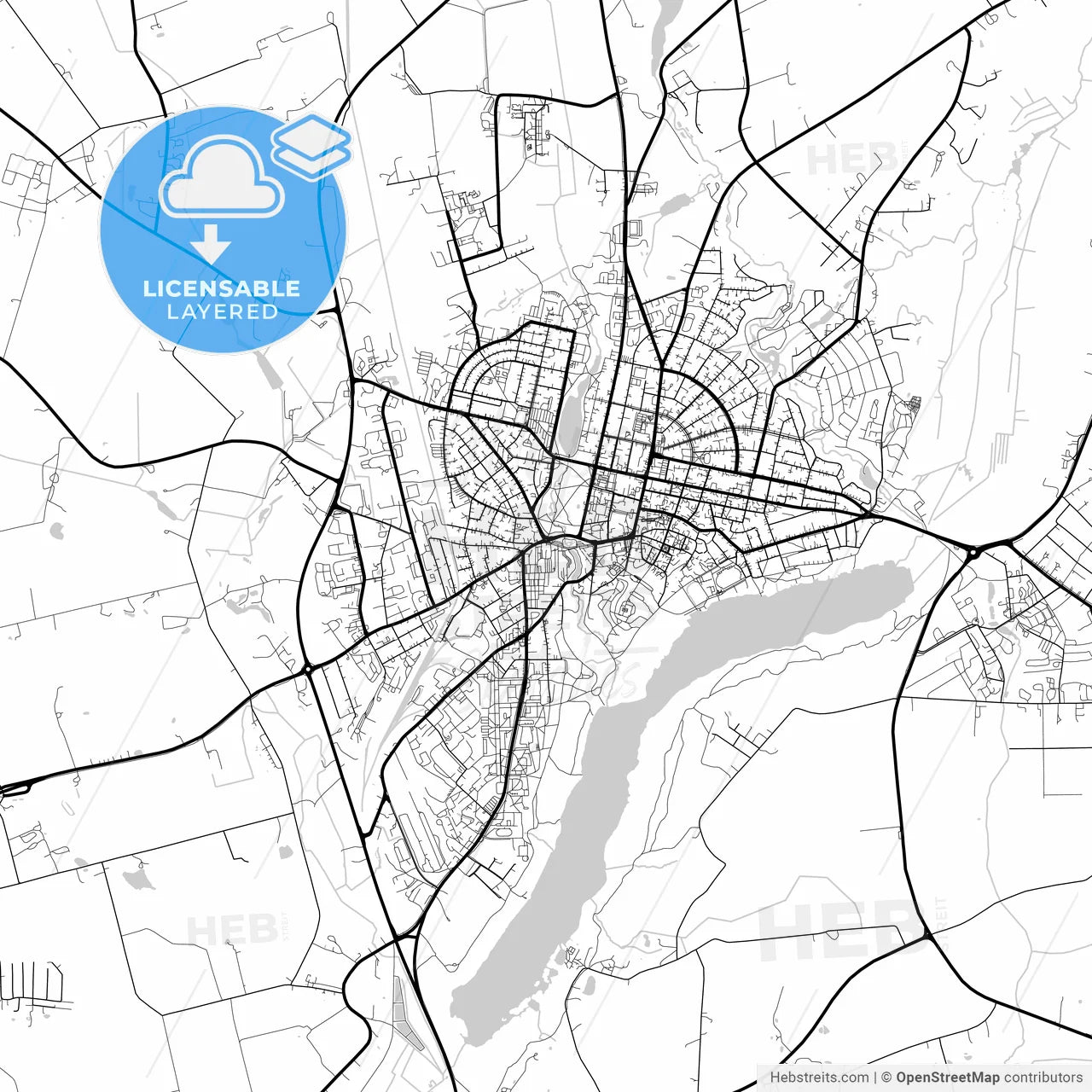 Layered PDF map of Viljandi, Viljandi, Estonia