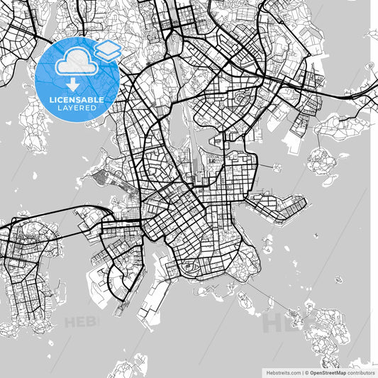 Layered PDF map of Helsinki, Finland