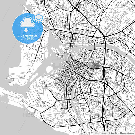 Layered PDF map of Oulu, Finland