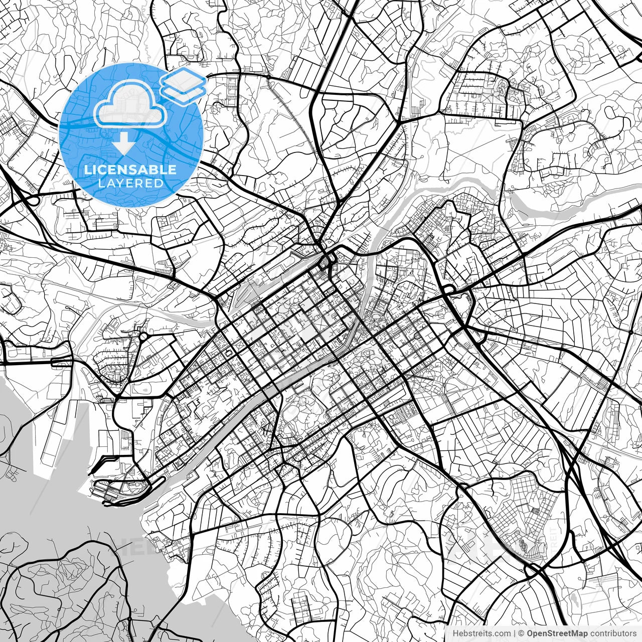 Layered PDF map of Turku, Turku, Finland