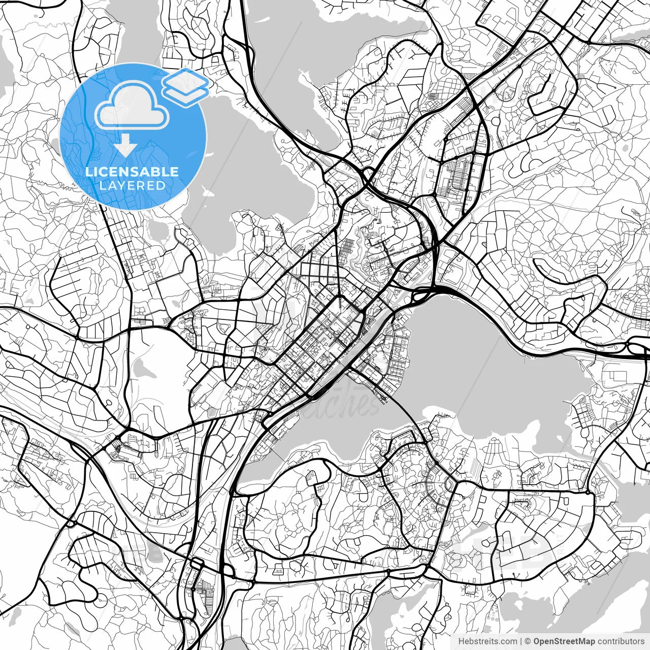 Layered PDF map of Jyväskylä, Finland