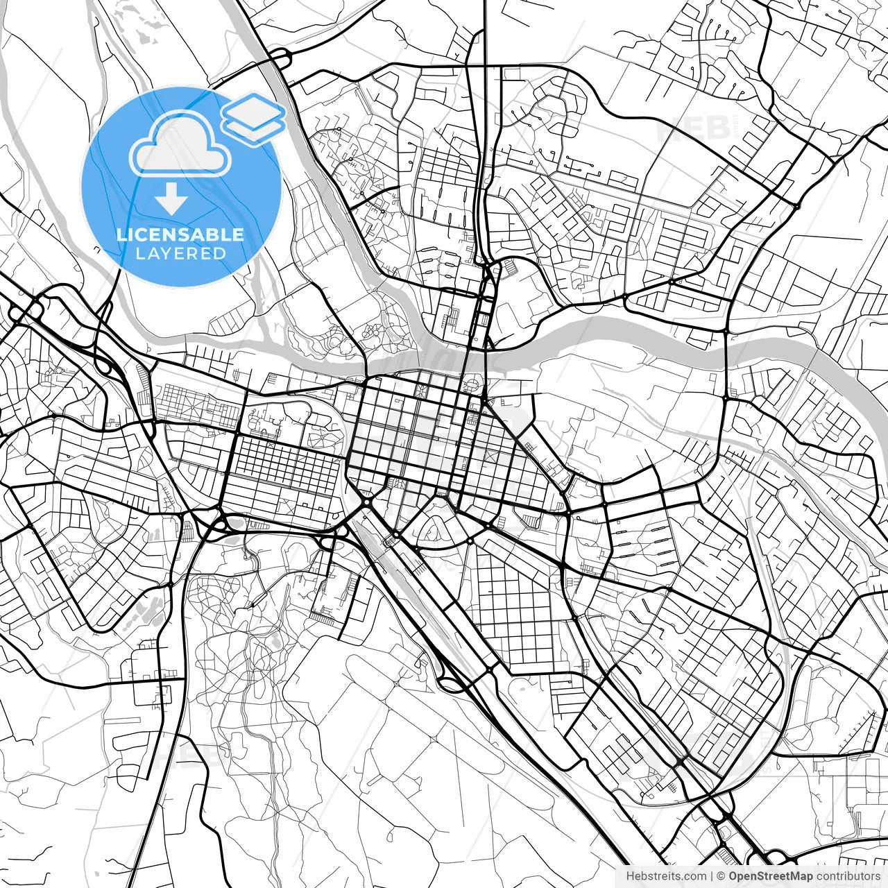 Layered PDF map of Pori, Finland