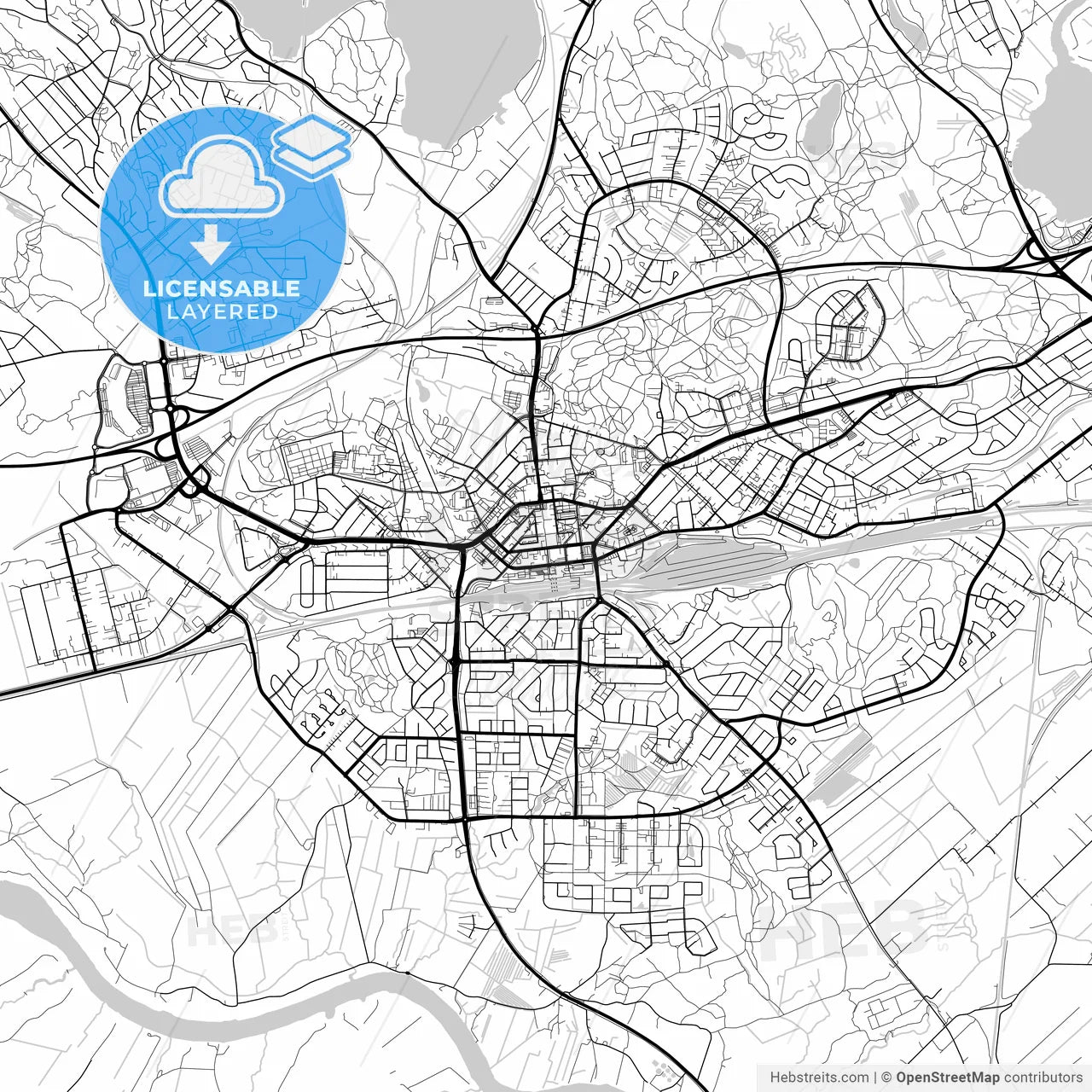 Layered PDF map of Kouvola, Finland