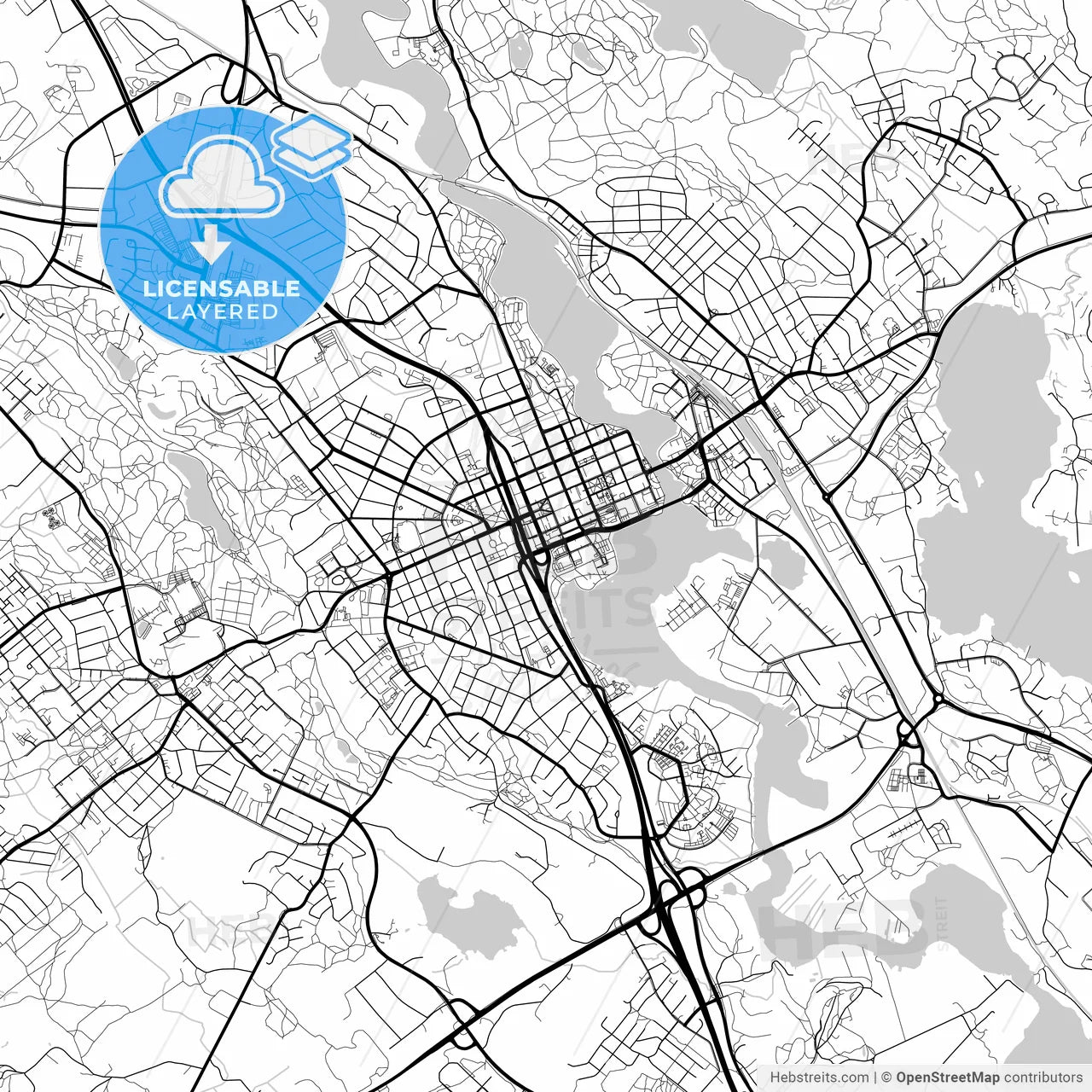 Layered PDF map of Hämeenlinna, Finland