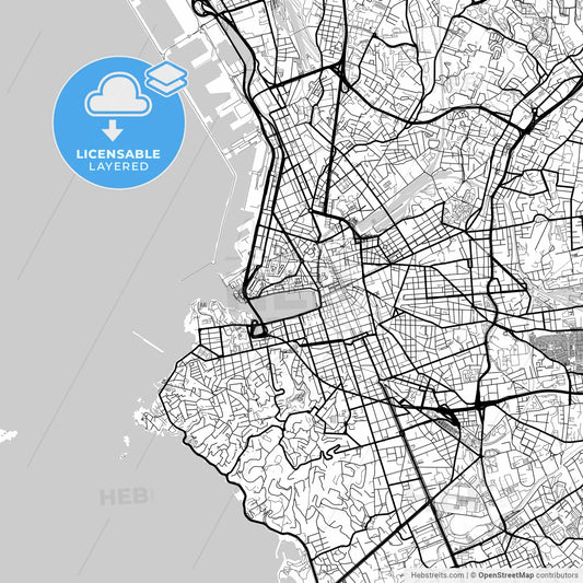 Layered PDF map of Marseille, Bouches-du-Rhône, France