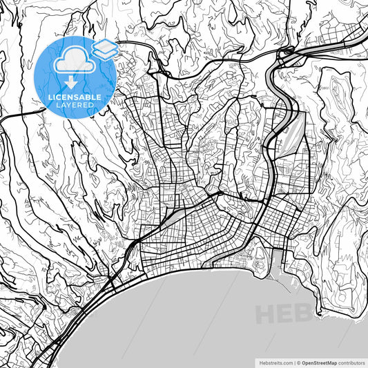 Layered PDF map of Nice, Alpes-Maritimes, France