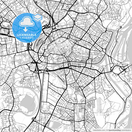 Layered PDF map of Strasbourg, Bas-Rhin, France