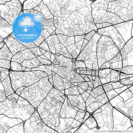 Layered PDF map of Montpellier, Hérault, France