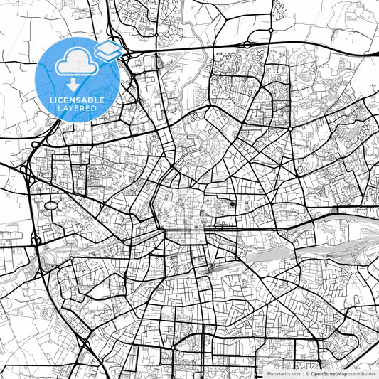 Layered PDF map of Rennes, Ille-et-Vilaine, France