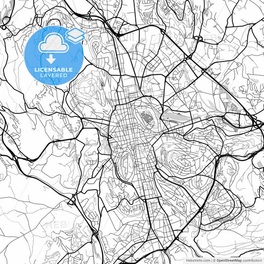 Layered PDF map of Saint-Étienne, Loire, France