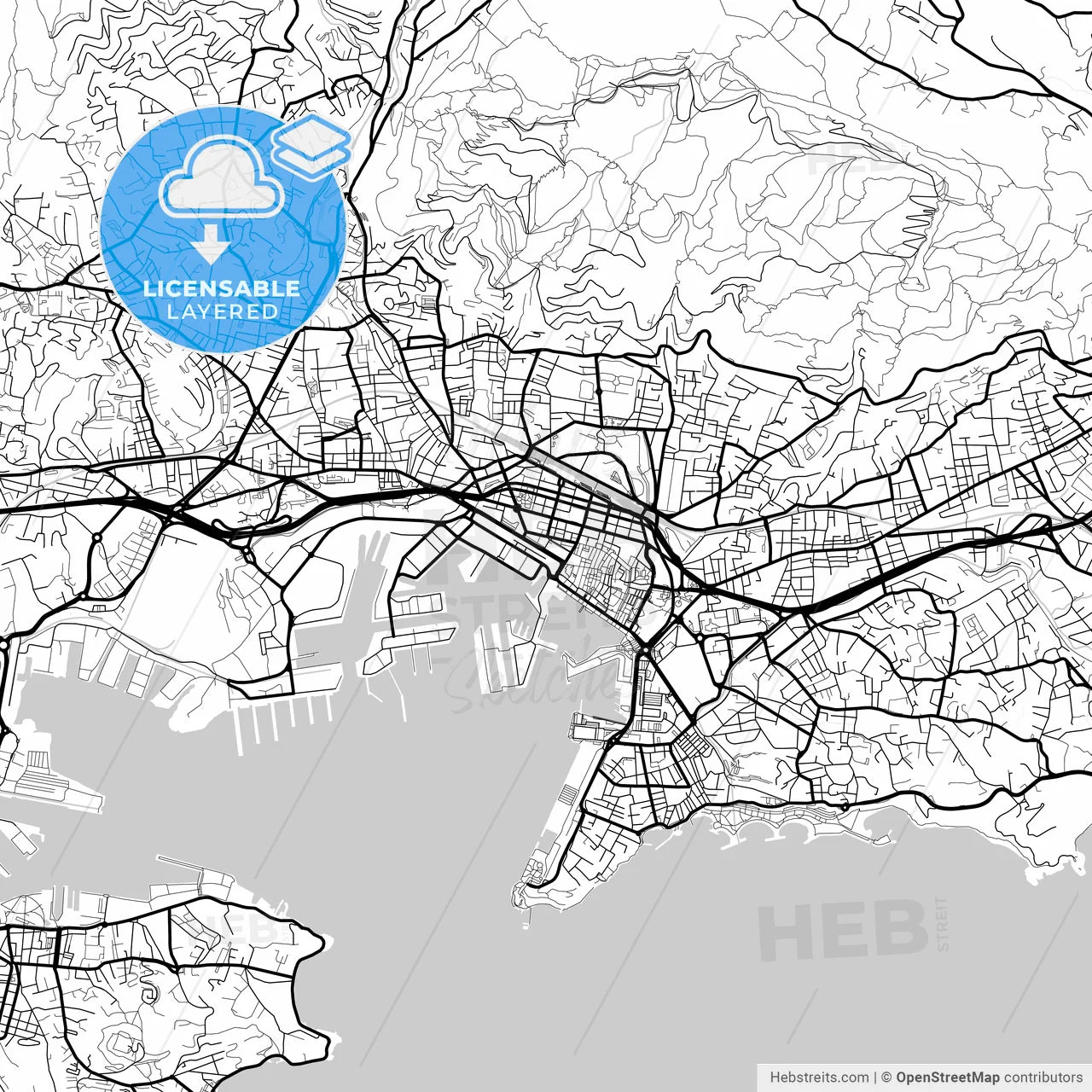 Layered PDF map of Toulon, Var, France