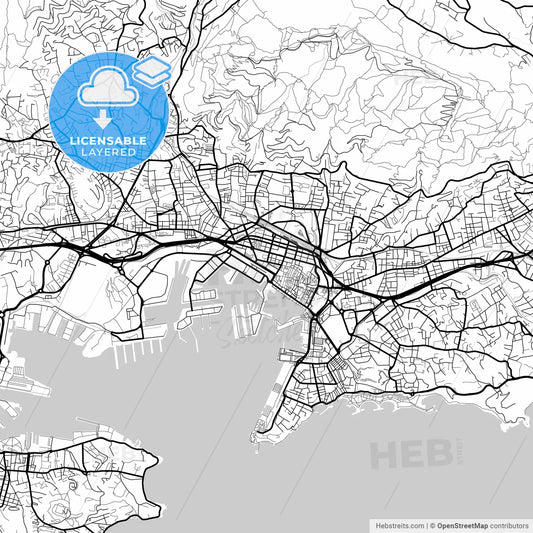 Layered PDF map of Toulon, Var, France