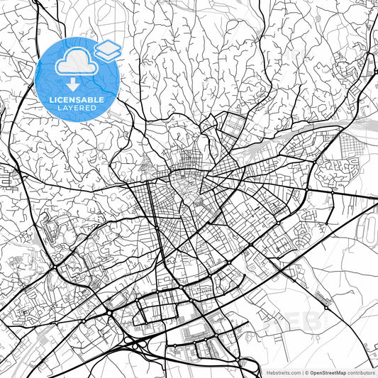 Layered PDF map of Nîmes, Gard, France
