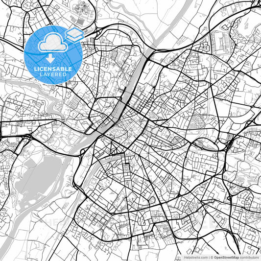 Layered PDF map of Angers, Maine-et-Loire, France