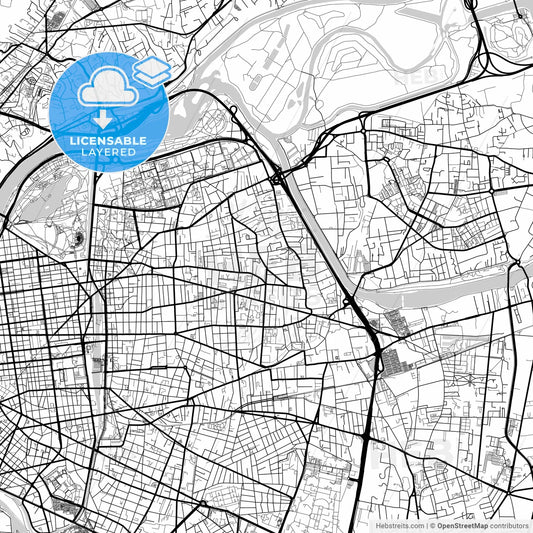 Layered PDF map of Villeurbanne, Rhône, France