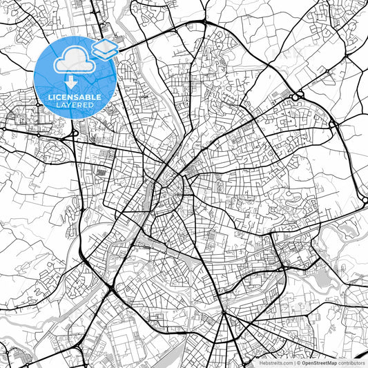 Layered PDF map of Le Mans, Sarthe, France