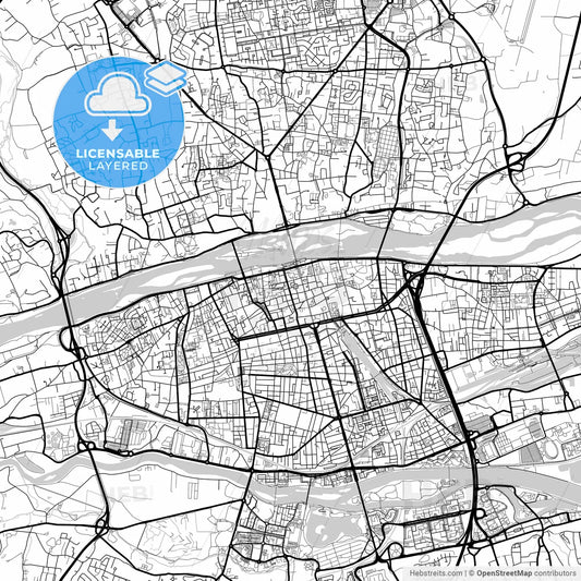 Layered PDF map of Tours, Indre-et-Loire, France