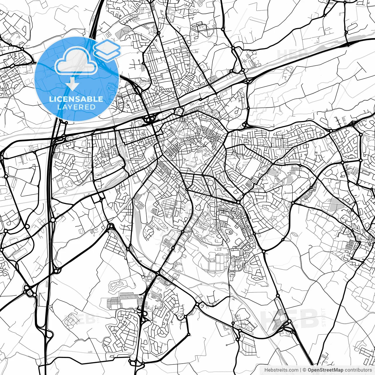 Layered PDF map of Perpignan, Pyrénées-Orientales, France