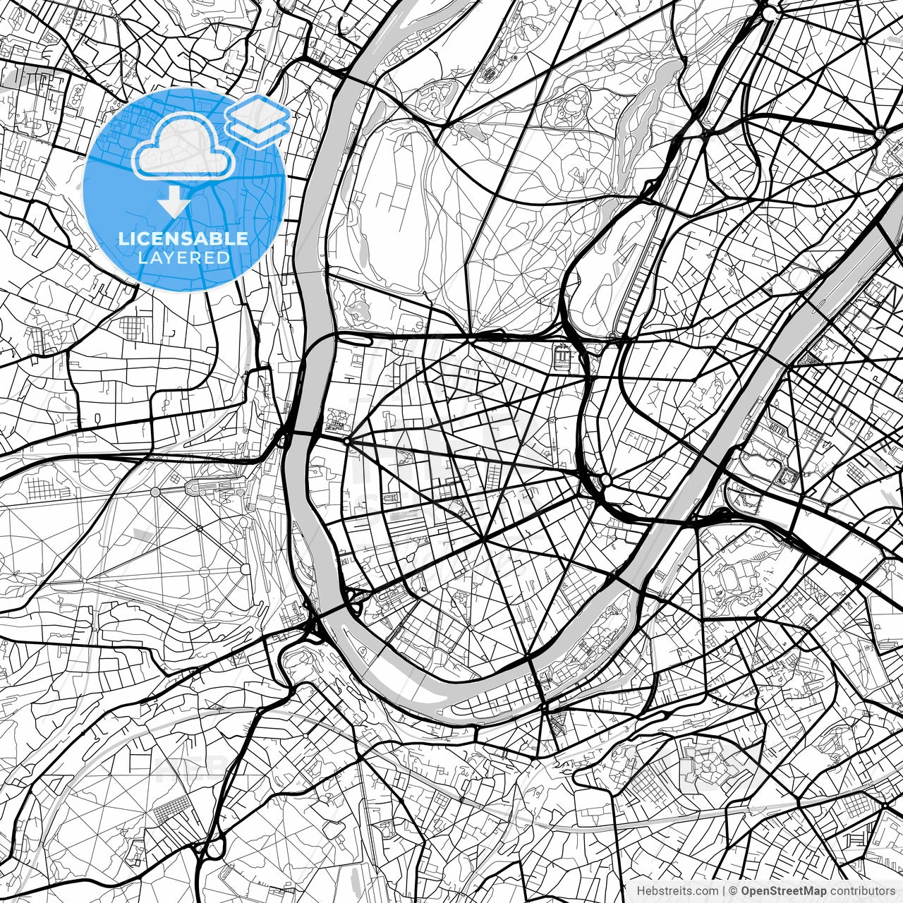 Layered PDF map of Boulogne-Billancourt, Hauts-de-Seine, France