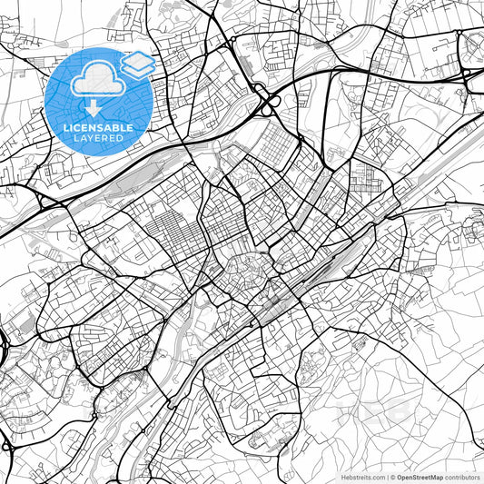 Layered PDF map of Mulhouse, Haut-Rhin, France