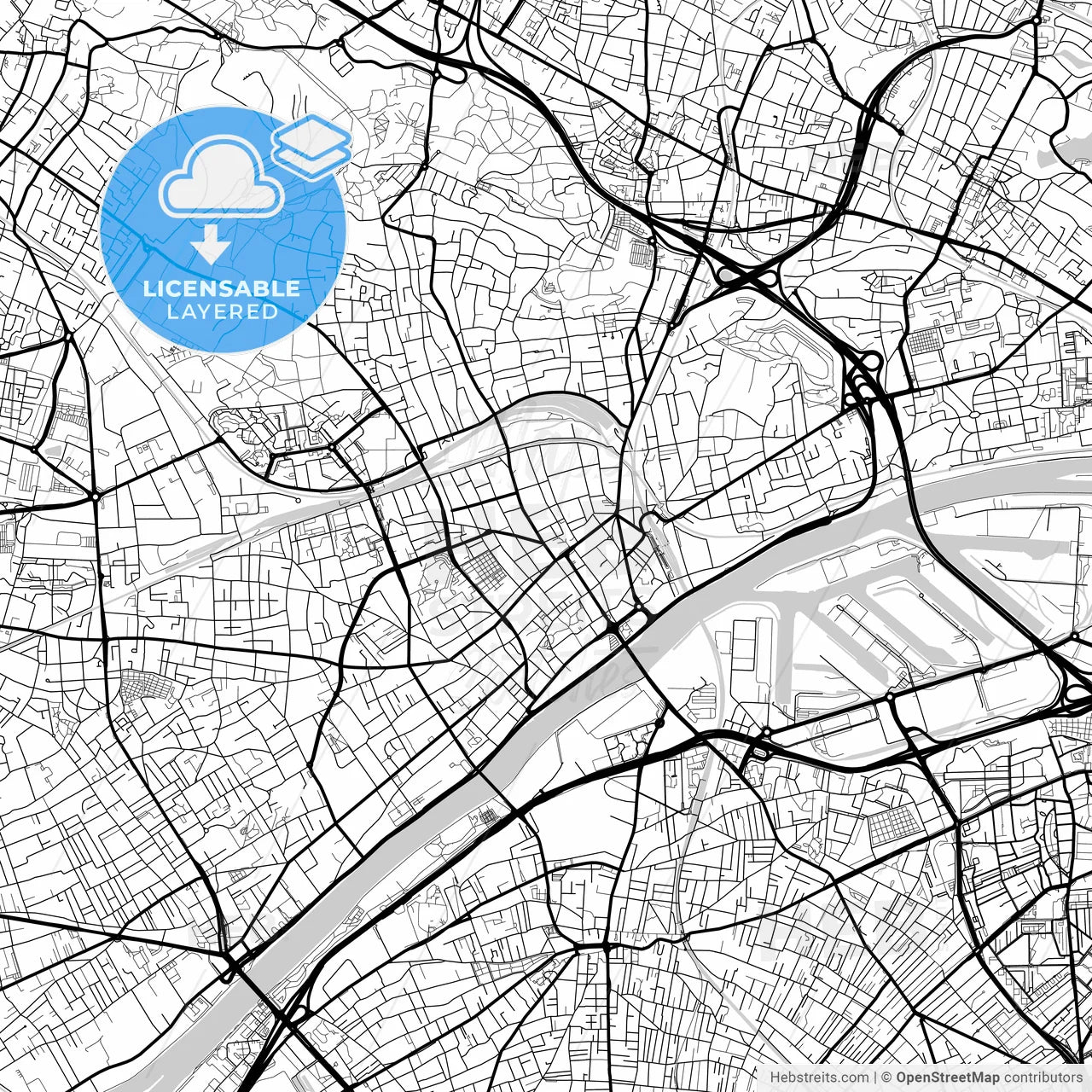 Layered PDF map of Argenteuil, Val-d Oise, France