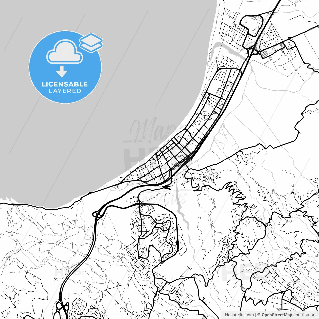 Layered PDF map of Saint-Paul, Réunion, France