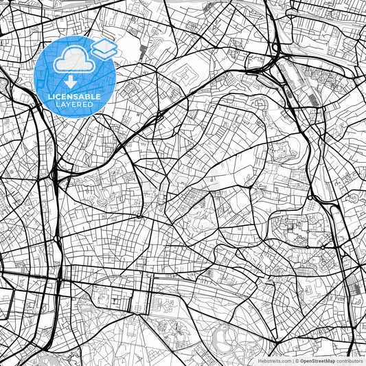 Layered PDF map of Montreuil, Seine-Saint-Denis, France