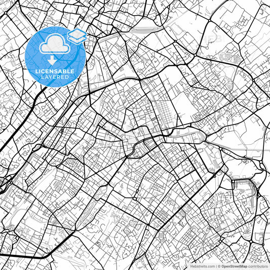 Layered PDF map of Roubaix, Nord, France