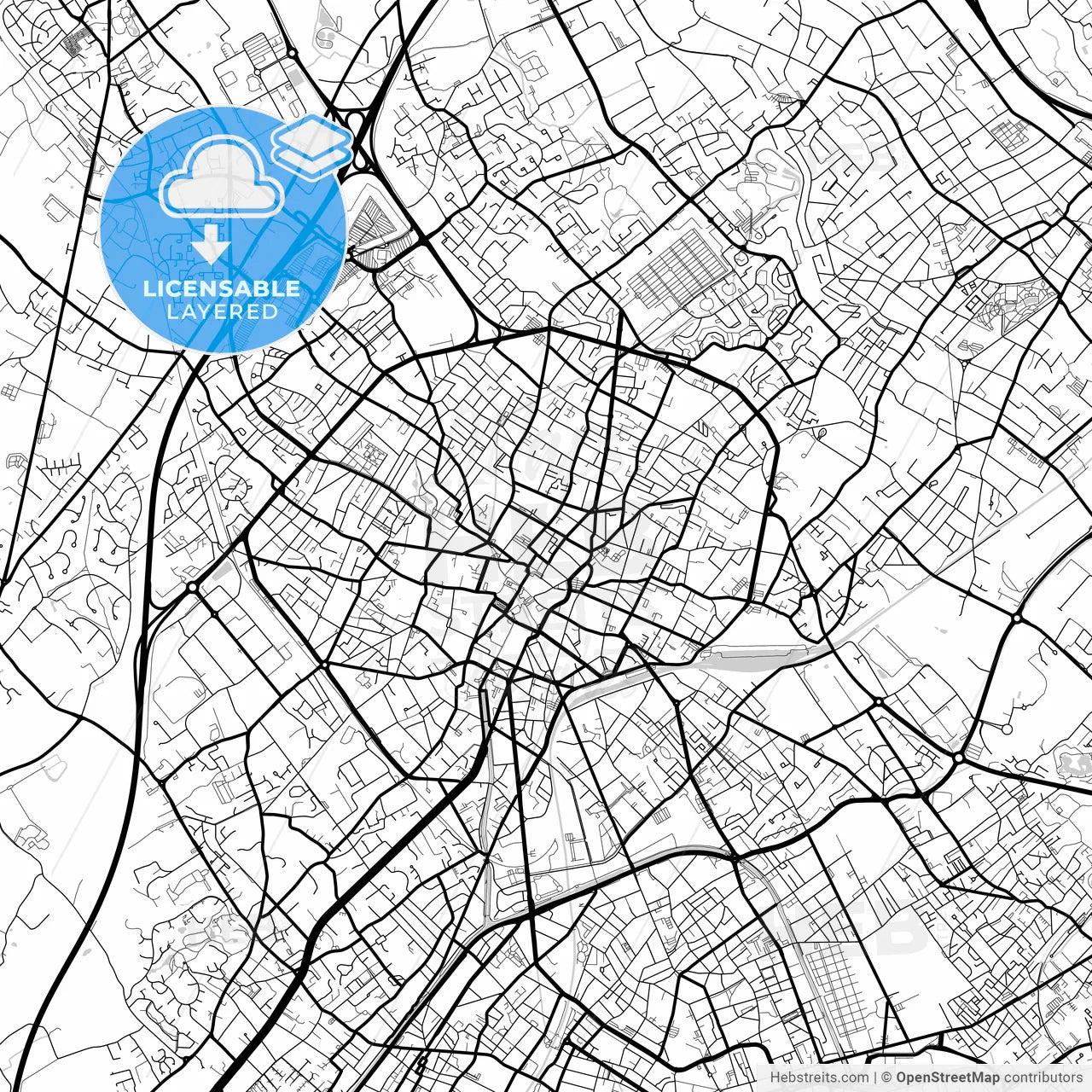 Layered PDF map of Tourcoing, Nord, France