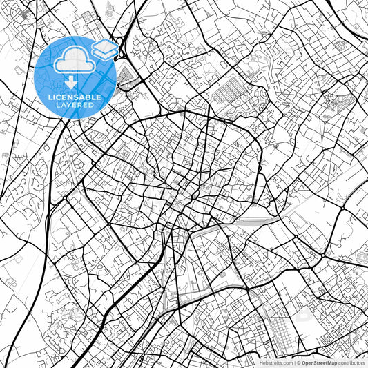 Layered PDF map of Tourcoing, Nord, France