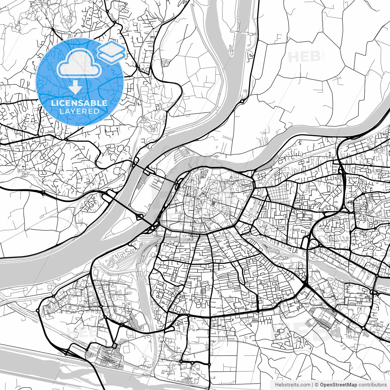 Layered PDF map of Avignon, Vaucluse, France