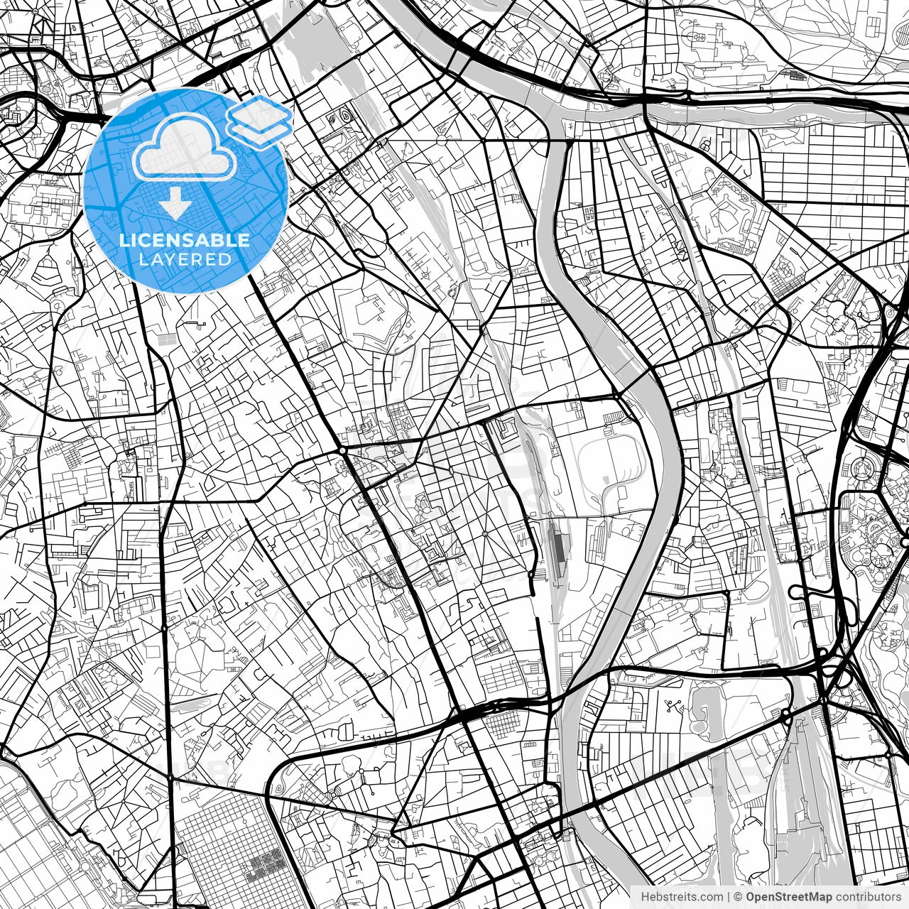 Layered PDF map of Vitry-sur-Seine, Val-de-Marne, France