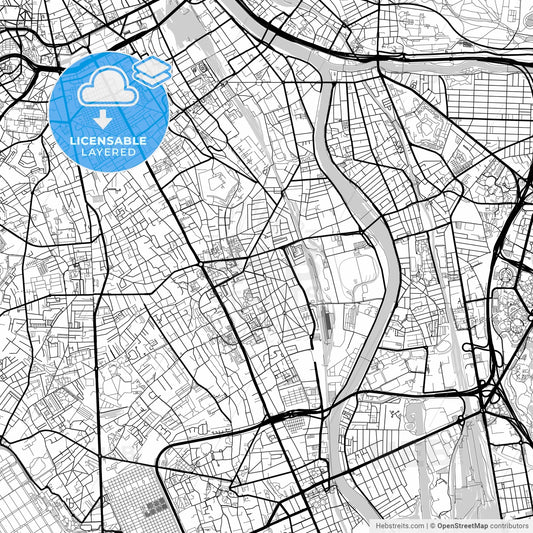 Layered PDF map of Vitry-sur-Seine, Val-de-Marne, France