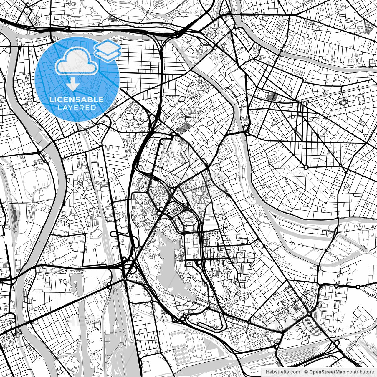 Layered PDF map of Créteil, Val-de-Marne, France