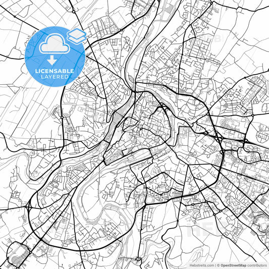 Layered PDF map of Poitiers, Vienne, France