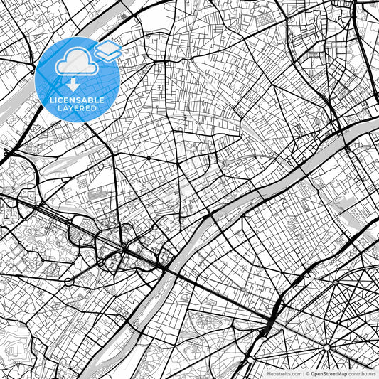 Layered PDF map of Courbevoie, Hauts-de-Seine, France