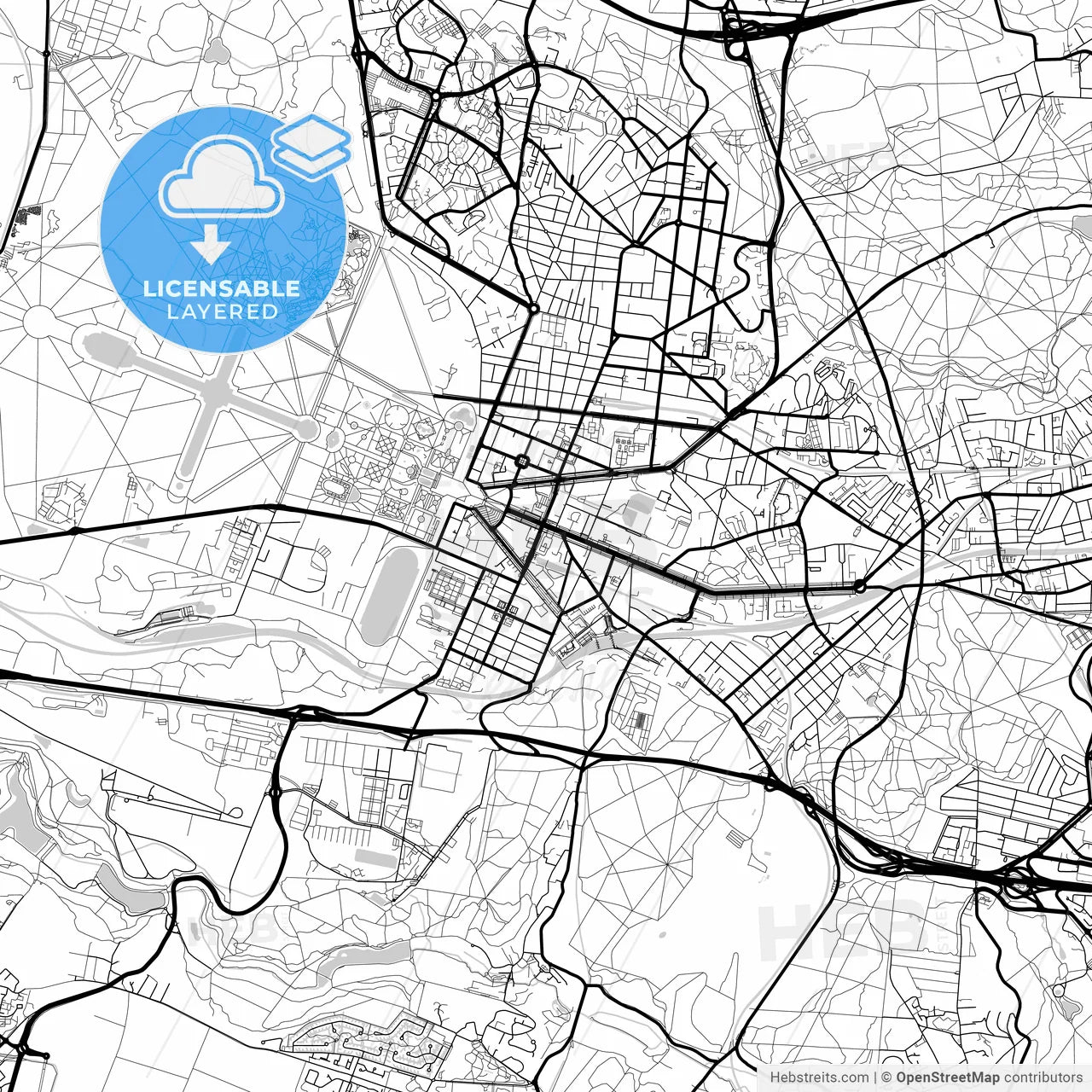 Layered PDF map of Versailles, Yvelines, France