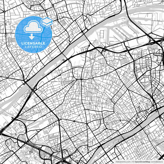 Layered PDF map of Colombes, Hauts-de-Seine, France