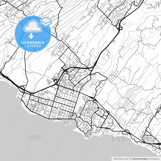 Layered PDF map of Saint-Pierre, Réunion, France