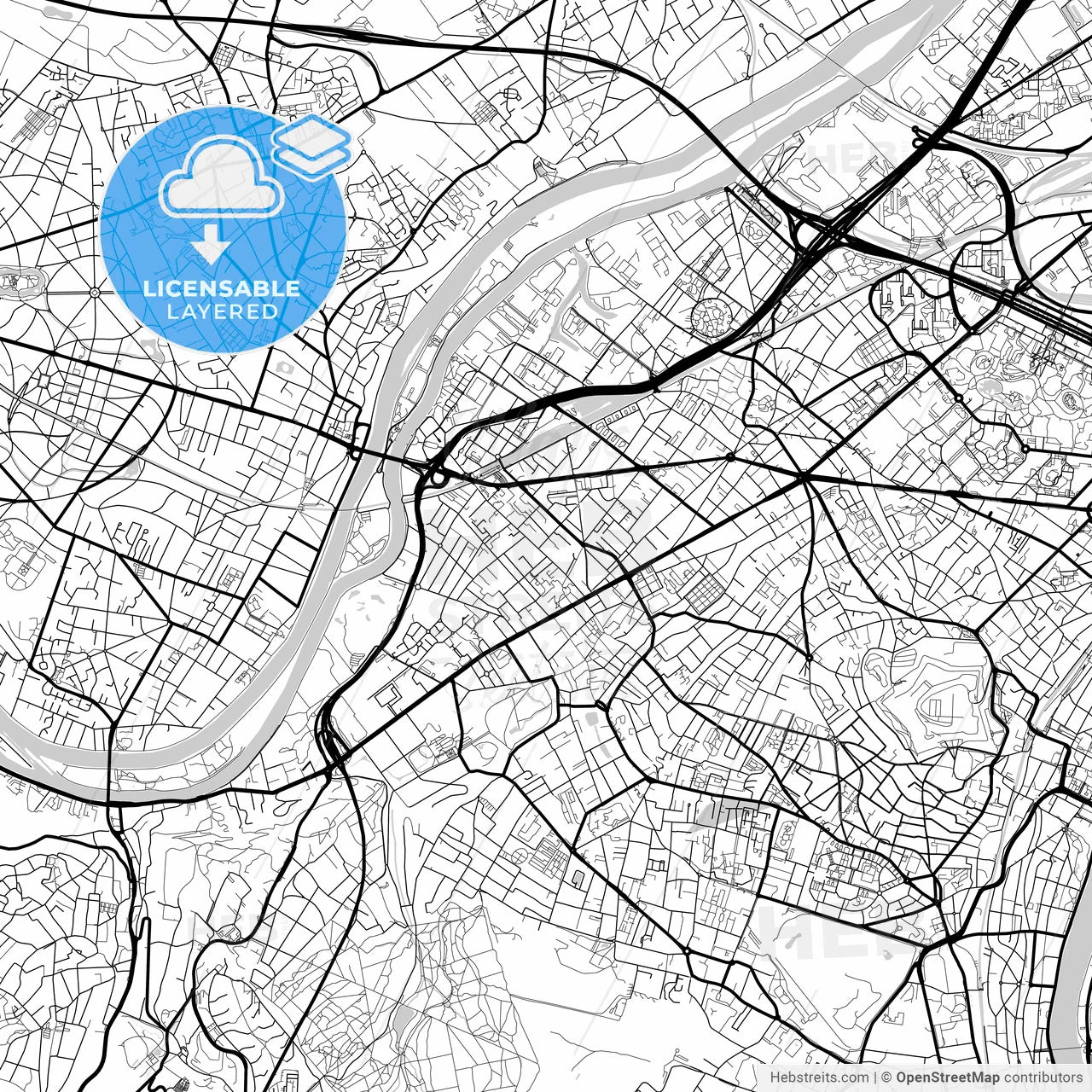 Layered PDF map of Rueil-Malmaison, Hauts-de-Seine, France