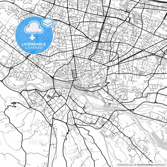 Layered PDF map of Pau, Pyrénées-Atlantiques, France