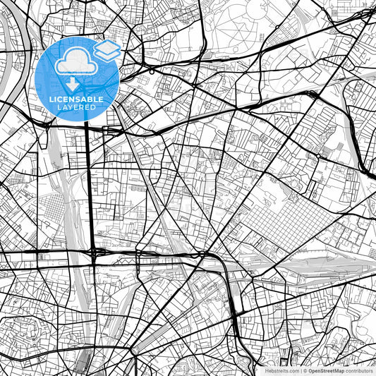 Layered PDF map of Aubervilliers, Seine-Saint-Denis, France